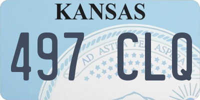 KS license plate 497CLQ