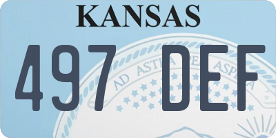 KS license plate 497DEF