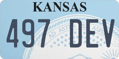 KS license plate 497DEV
