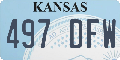 KS license plate 497DFW
