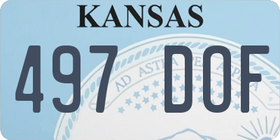 KS license plate 497DOF