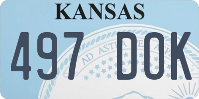 KS license plate 497DOK