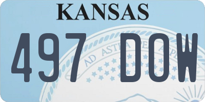 KS license plate 497DOW