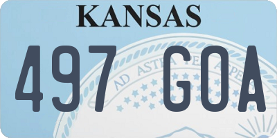 KS license plate 497GOA