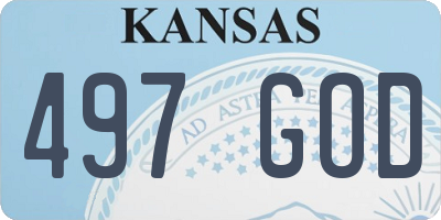 KS license plate 497GOD