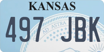 KS license plate 497JBK