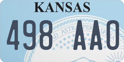 KS license plate 498AAO