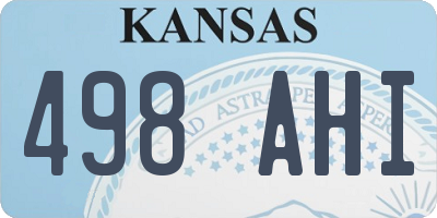 KS license plate 498AHI