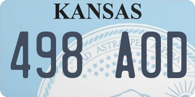KS license plate 498AOD