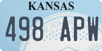 KS license plate 498APW