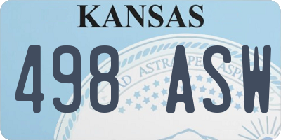KS license plate 498ASW