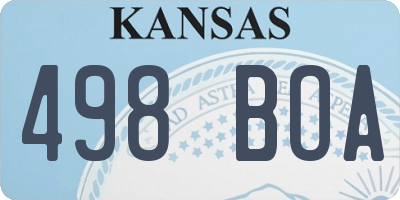 KS license plate 498BOA