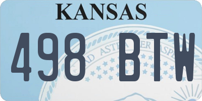 KS license plate 498BTW