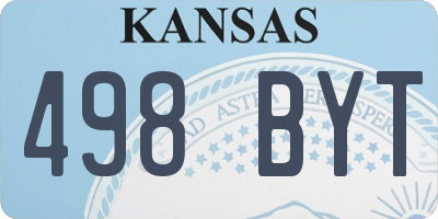 KS license plate 498BYT