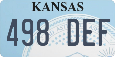 KS license plate 498DEF