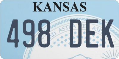 KS license plate 498DEK