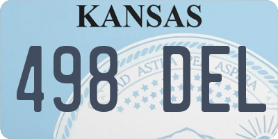 KS license plate 498DEL