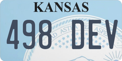 KS license plate 498DEV