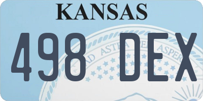 KS license plate 498DEX