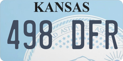 KS license plate 498DFR
