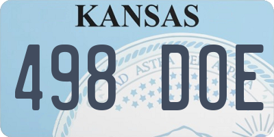 KS license plate 498DOE