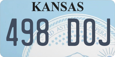 KS license plate 498DOJ