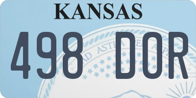 KS license plate 498DOR