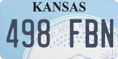 KS license plate 498FBN