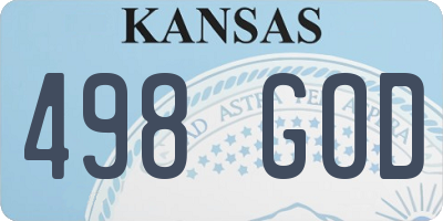 KS license plate 498GOD