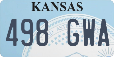 KS license plate 498GWA