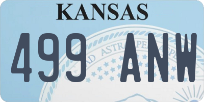 KS license plate 499ANW