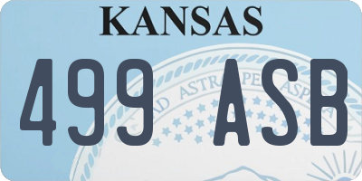 KS license plate 499ASB