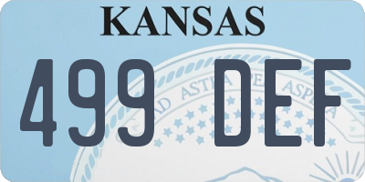 KS license plate 499DEF