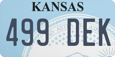 KS license plate 499DEK