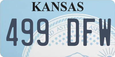 KS license plate 499DFW