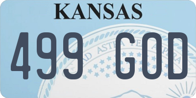 KS license plate 499GOD