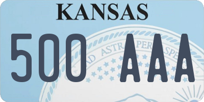 KS license plate 500AAA