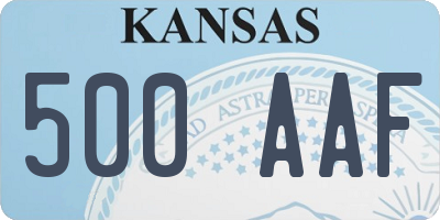 KS license plate 500AAF