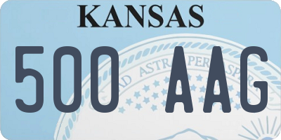 KS license plate 500AAG