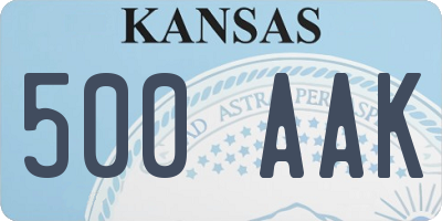 KS license plate 500AAK