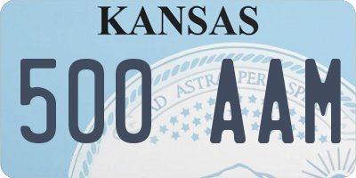 KS license plate 500AAM
