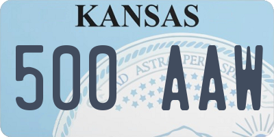 KS license plate 500AAW
