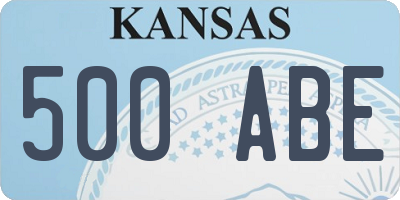 KS license plate 500ABE