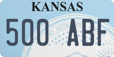 KS license plate 500ABF