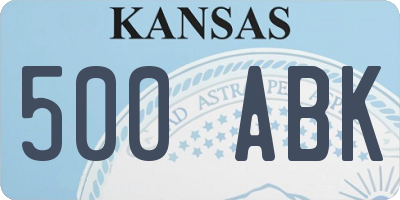 KS license plate 500ABK