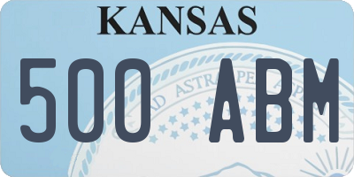 KS license plate 500ABM