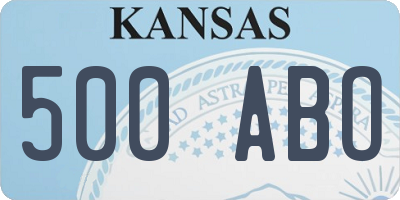 KS license plate 500ABO