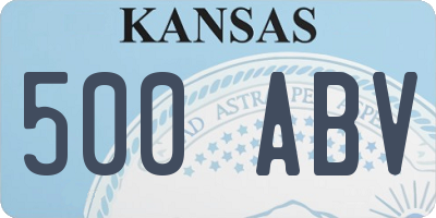 KS license plate 500ABV