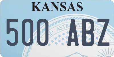 KS license plate 500ABZ