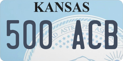 KS license plate 500ACB